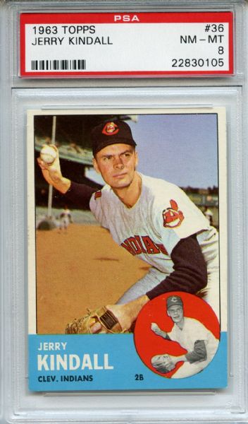 1963 Topps 36 Jerry Kindall PSA NM-MT 8