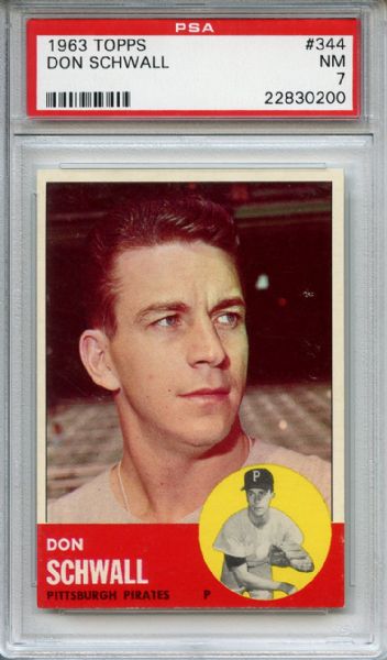 1963 Topps 344 Don Schwall PSA NM 7
