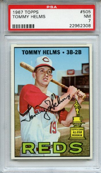 1967 Topps 505 Tommy Helms PSA NM 7