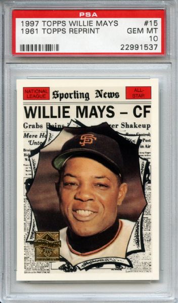 1997 Topps 15 Willie Mays Reprints 1961 PSA MINT 9