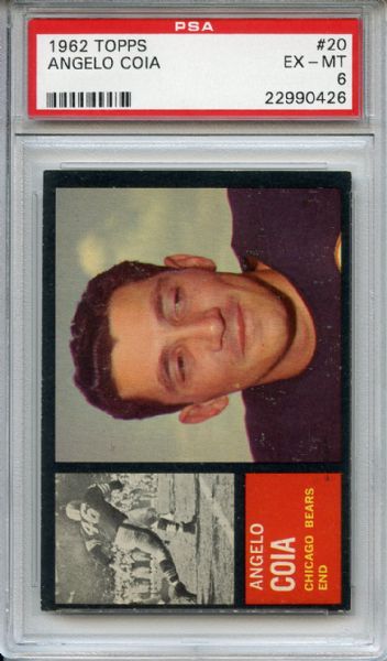 1962 Topps 20 Angelo Coia PSA EX-MT 6