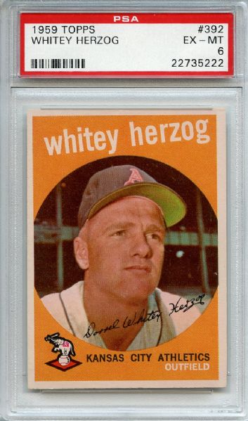 1959 Topps 392 Whitey Herzog PSA EX-MT 6