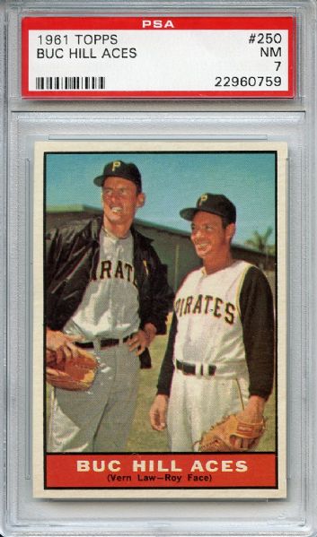 1961 Topps 250 Buc Hill Aces PSA NM 7