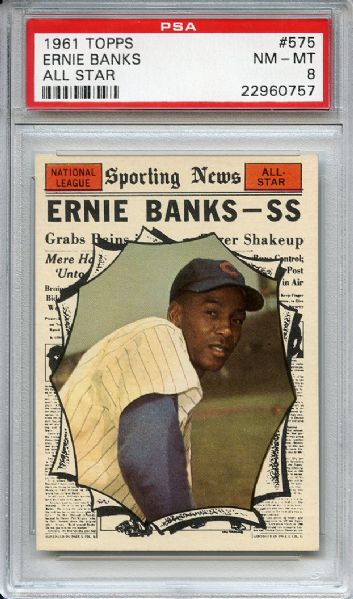 1961 Topps 575 Ernie Banks All Star PSA NM-MT 8