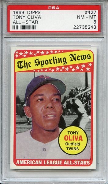 1969 Topps 427 Tony Oliva All Star PSA NM-MT 8