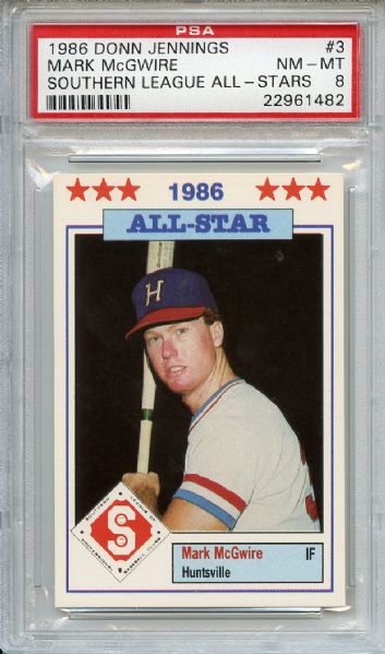 1986 Donn Jennings 3 Mark McGwire Souther League All Stars RC PSA NM-MT 8