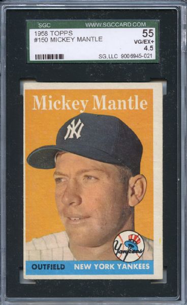 1958 Topps 150 Mickey Mantle SGC VG/EX+ 55 / 4.5