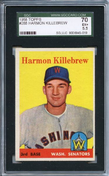 1958 Topps 288 Harmon Killebrew SGC EX+ 70 / 5.5