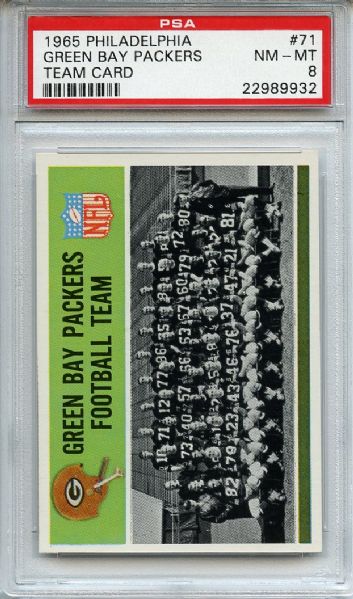 1965 Philadelphia 71 Green Bay Packers Team Card PSA NM-MT 8