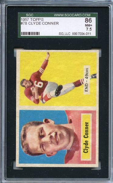 1957 Topps 78 Clyde Conner SGC NM+ 86 / 7.5