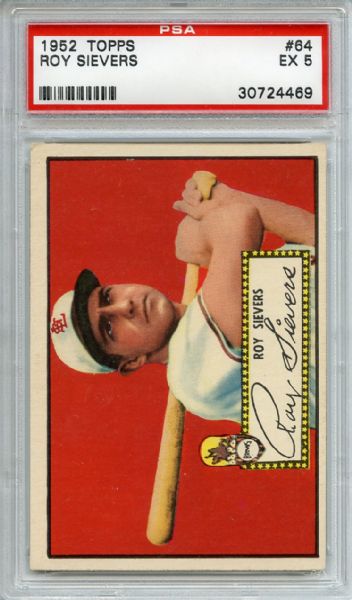 1952 Topps 64 Roy Sievers Red Back PSA EX 5