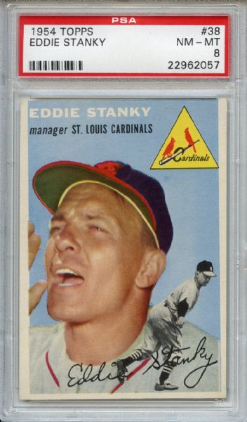 1954 Topps 38 Eddie Stanky PSA NM-MT 8