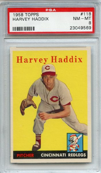 1958 Topps 118 Harvey Haddix PSA NM-MT 8