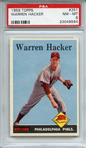 1958 Topps 251 Warren Hacker PSA NM-MT 8