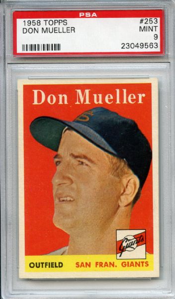 1958 Topps 253 Don Mueller PSA MINT 9
