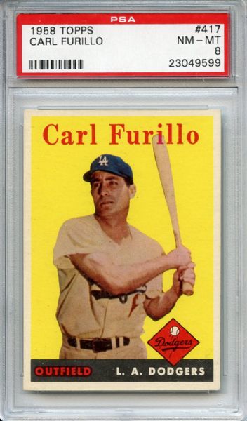1958 Topps 417 Carl Furillo PSA NM-MT 8