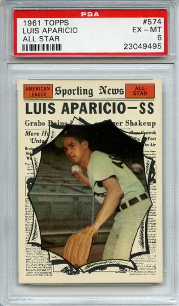 1961 Topps 574 Luis Aparicio All Star PSA EX-MT 6