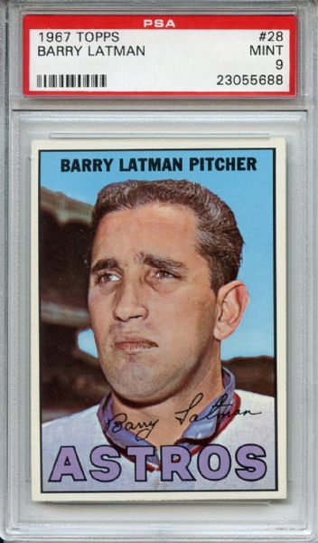 1967 Topps 28 Barry Latman PSA MINT 9