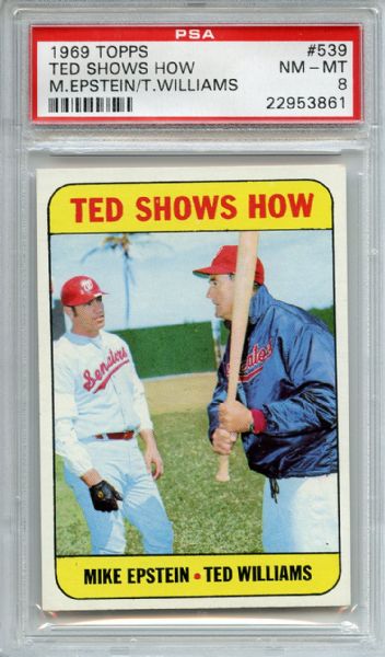 1969 Topps 539 Ted Williams Shows How PSA NM-MT 8
