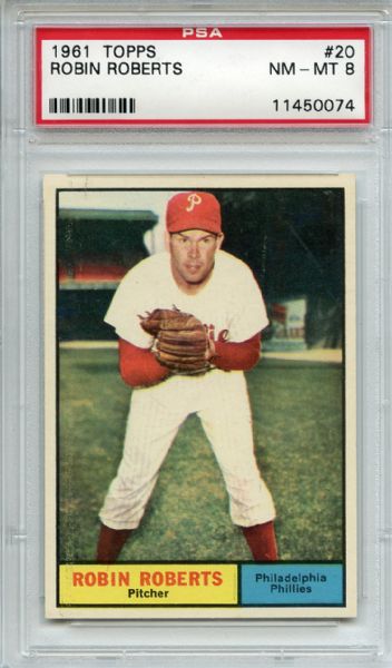 1961 Topps 20 Robin Roberts PSA NM-MT 8