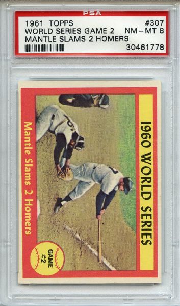1961 Topps 307 World Series Game 2 Mantle PSA NM-MT 8