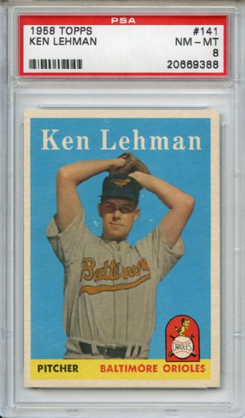 1958 Topps 141 Ken Lehman PSA NM-MT 8