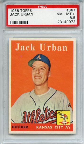 1958 Topps 367 Jack Urban PSA NM-MT+ 8.5