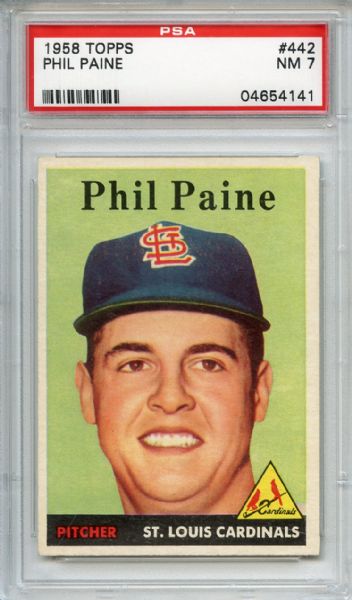 1958 Topps 442 Phil Paine PSA NM 7