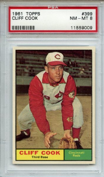 1961 Topps 399 Cliff Cook PSA NM-MT 8
