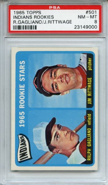 1965 Topps 501 Cleveland Indians Rookies PSA NM-MT 8