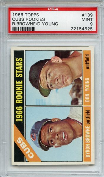 1966 Topps 139 Chicago Cubs Rookies PSA MINT 9