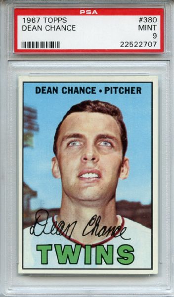 1967 Topps 380 Dean Chance PSA MINT 9