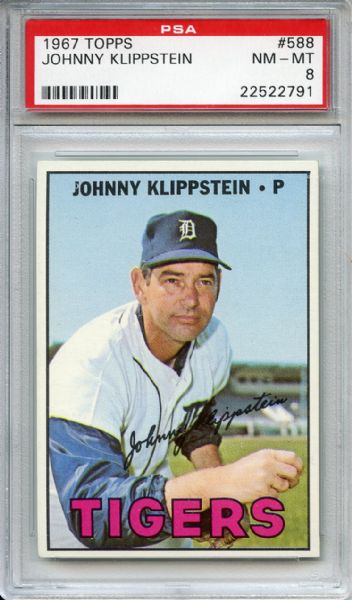 1967 Topps 588 Johnny Klippstein PSA NM-MT 8