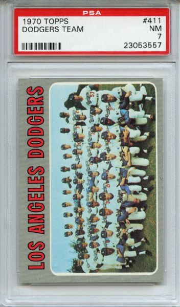 1970 Topps 411 Los Angeles Dodgers Team PSA NM 7