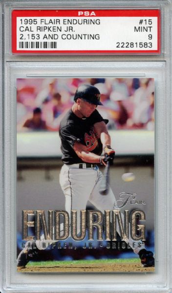 1995 Flair 15 Game 2153 and Counting Cal Ripken PSA MINT 9