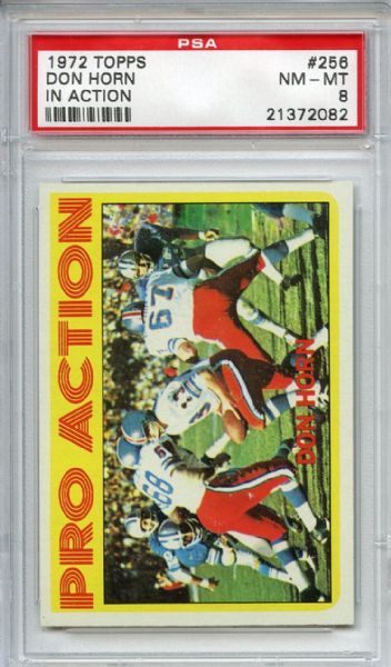 1972 Topps 256 Don Horn In Action PSA NM-MT 8