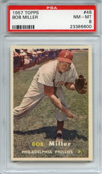 1957 Topps 46 Bob Miller PSA NM-MT 8