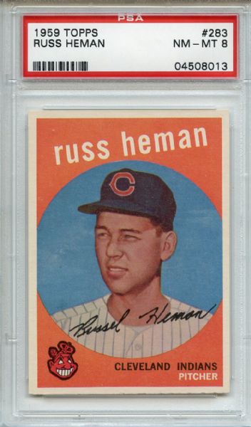 1959 Topps 283 Russ Heman PSA NM-MT 8
