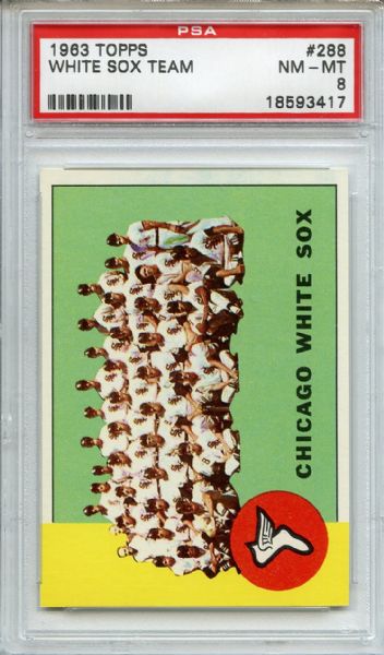 1963 Topps 288 Chicago White Sox Team PSA NM-MT 8