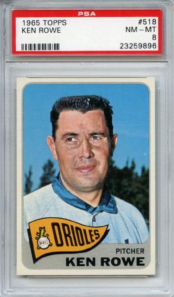 1965 Topps 518 Ken Rowe PSA NM-MT 8