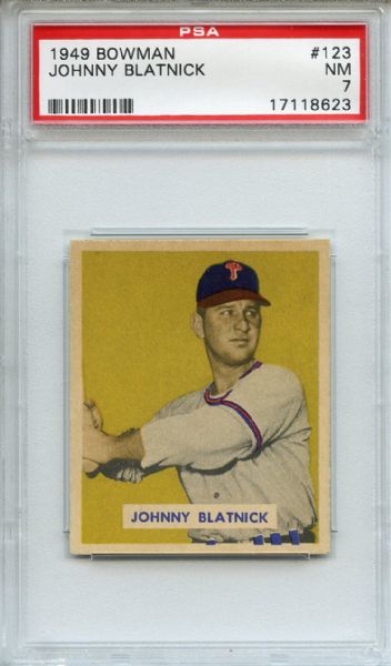 1949 Bowman 123 Johnny Blatnick PSA NM 7