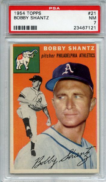 1954 Topps 21 Bobby Shantz PSA NM 7