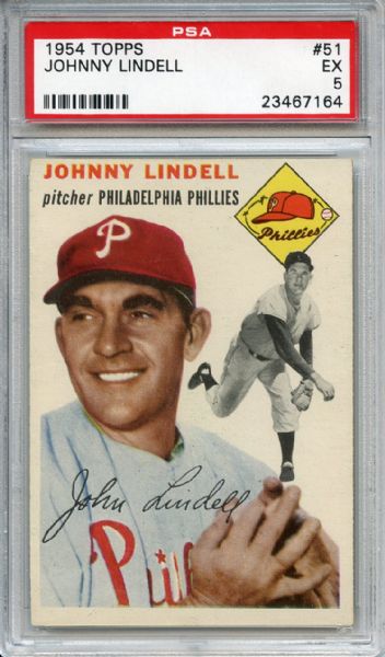 1954 Topps 234 Johnny Lindell PSA EX 5