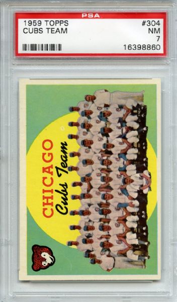 1959 Topps 304 Chicago Cubs Team PSA NM 7
