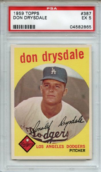 1959 Topps 387 Don Drysdale PSA EX 5