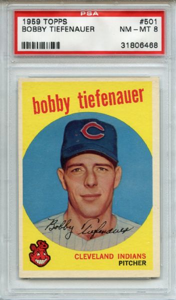 1959 Topps 501 Bobby Tiefenauer PSA NM-MT 8