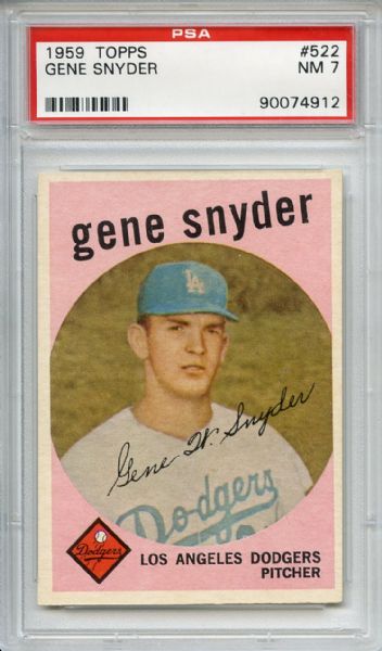 1959 Topps 522 Gene Snyder PSA NM 7