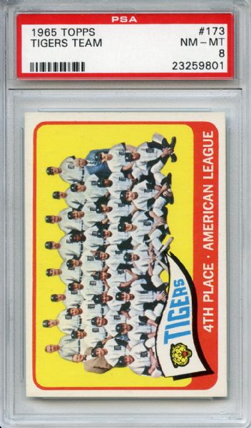 1965 Topps 173 Detroit Tigers Team PSA NM-MT 8