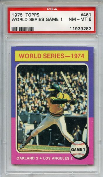 1975 Topps 461 World Series Game 1 Reggie Jackson PSA NM-MT 8