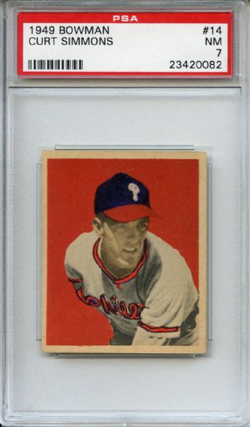 1949 Bowman 14 Curt Simmons PSA NM 7